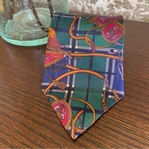 Vtg Top City Men's Equestrian Preppy Plaid Silk Tie